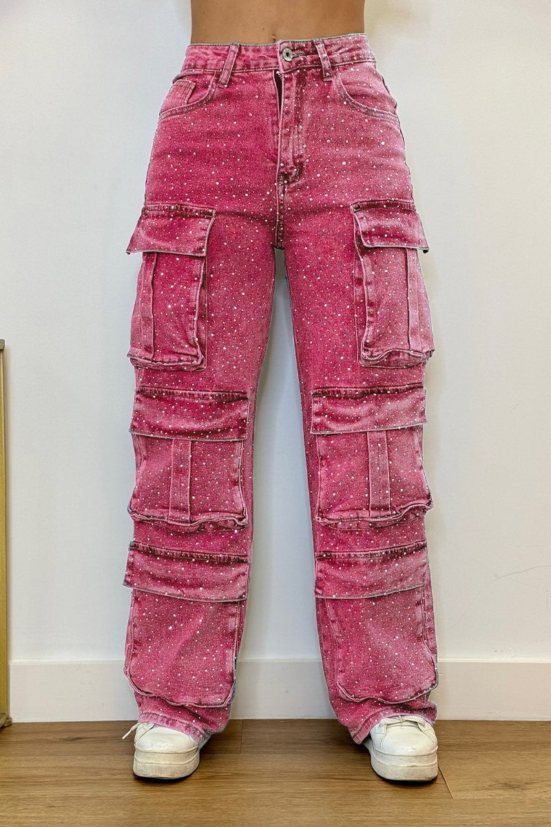 High Waisted Diamanté Rhinestone Jeans
