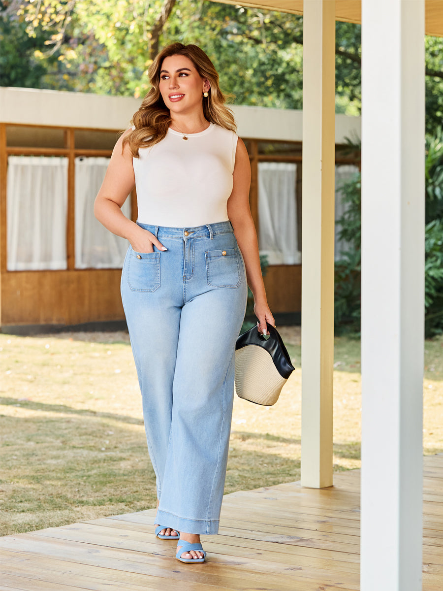 Tummy Control Sailor Straight Leg Trouser