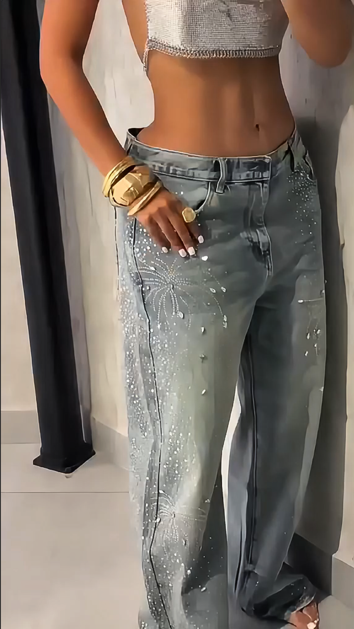 Fireworks Diamanté Straight Leg Jeans