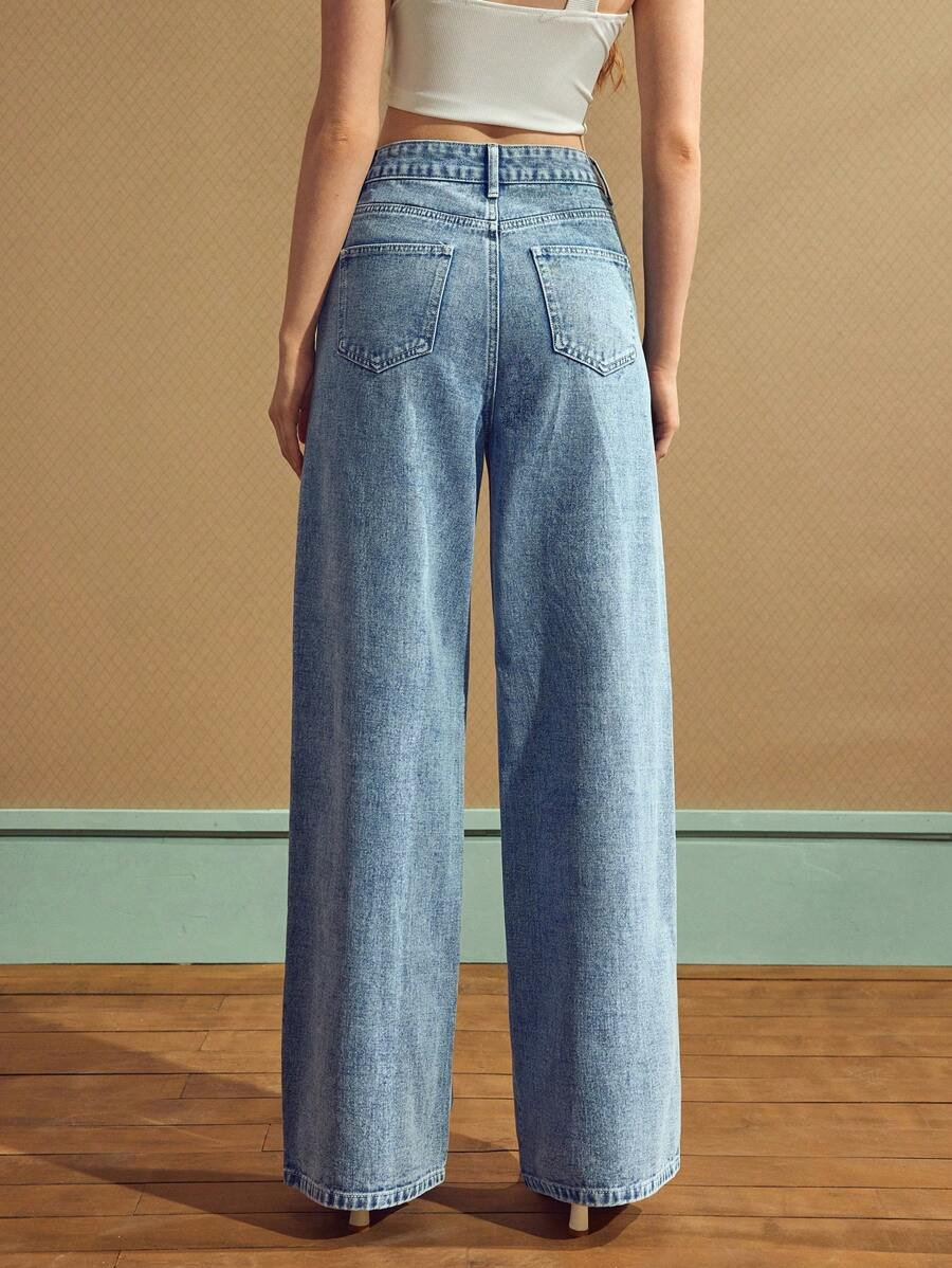 Women's Jeans With Faux Pearl