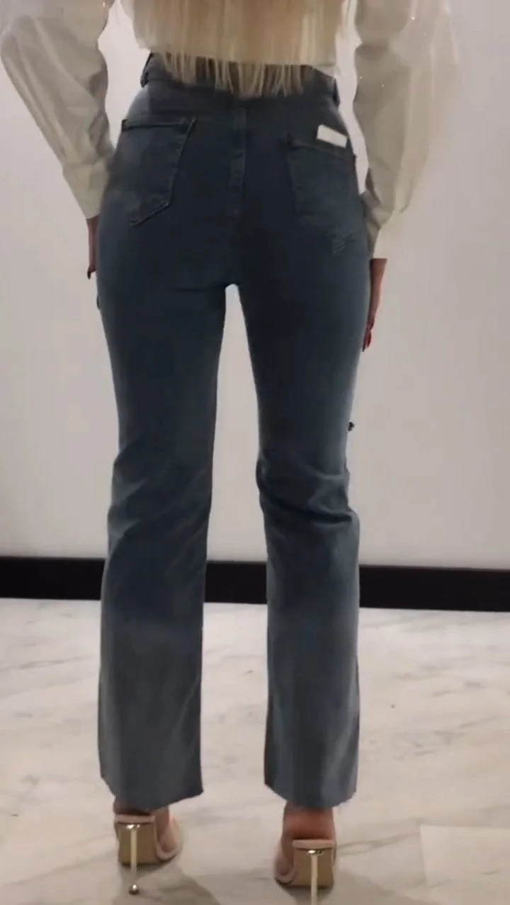 Diamond Patchwork Design Slit Slim Jeans