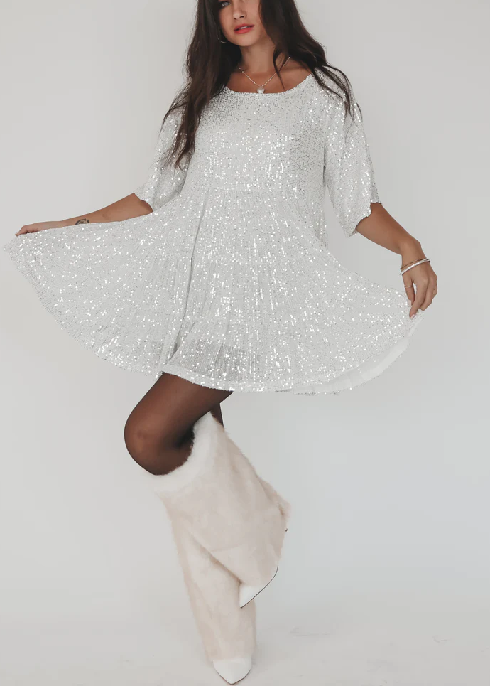 My Queen Sequin Baby Doll Dress VIRAL