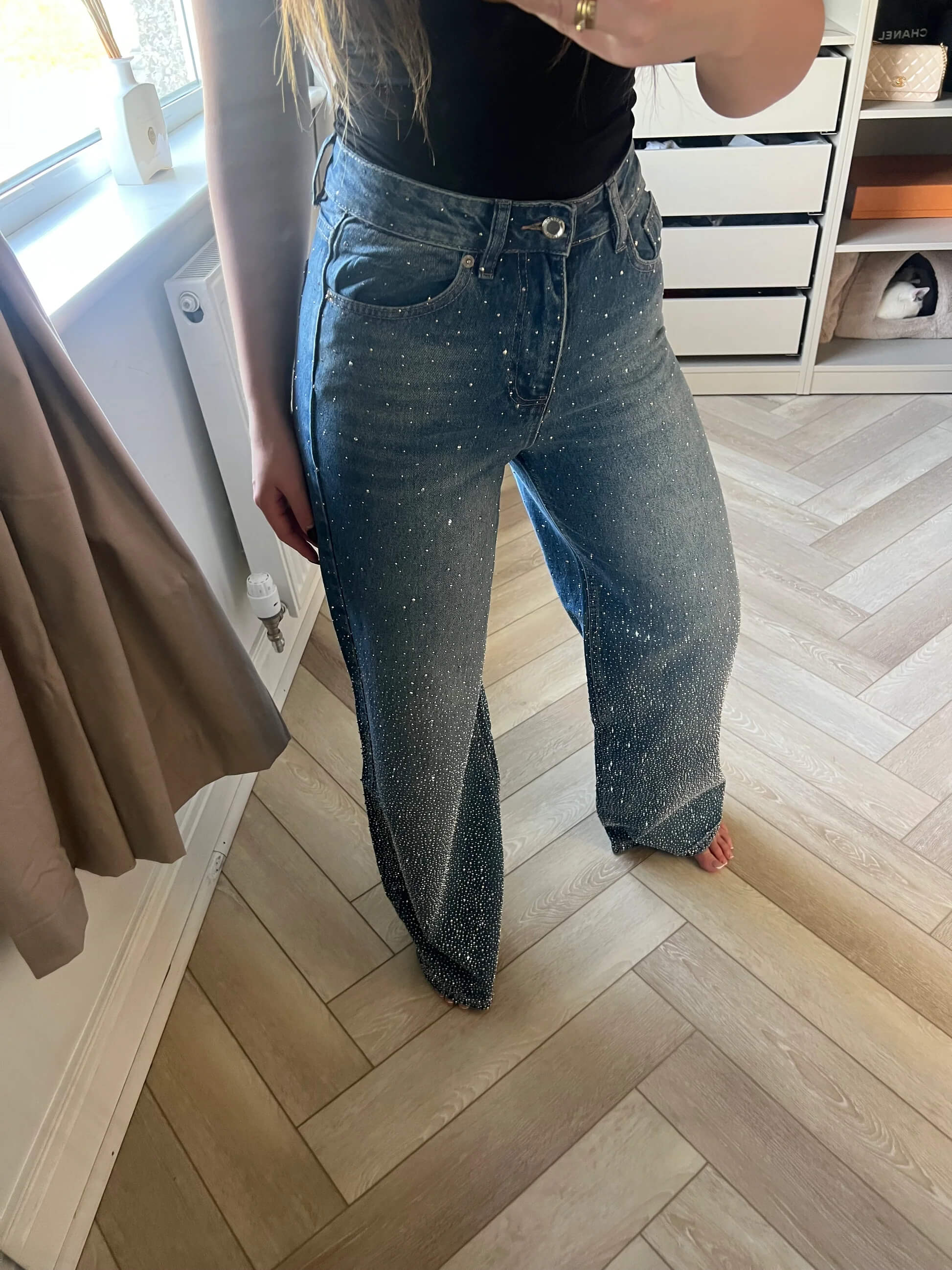 Ombré Diamanté Wide Leg Jeans