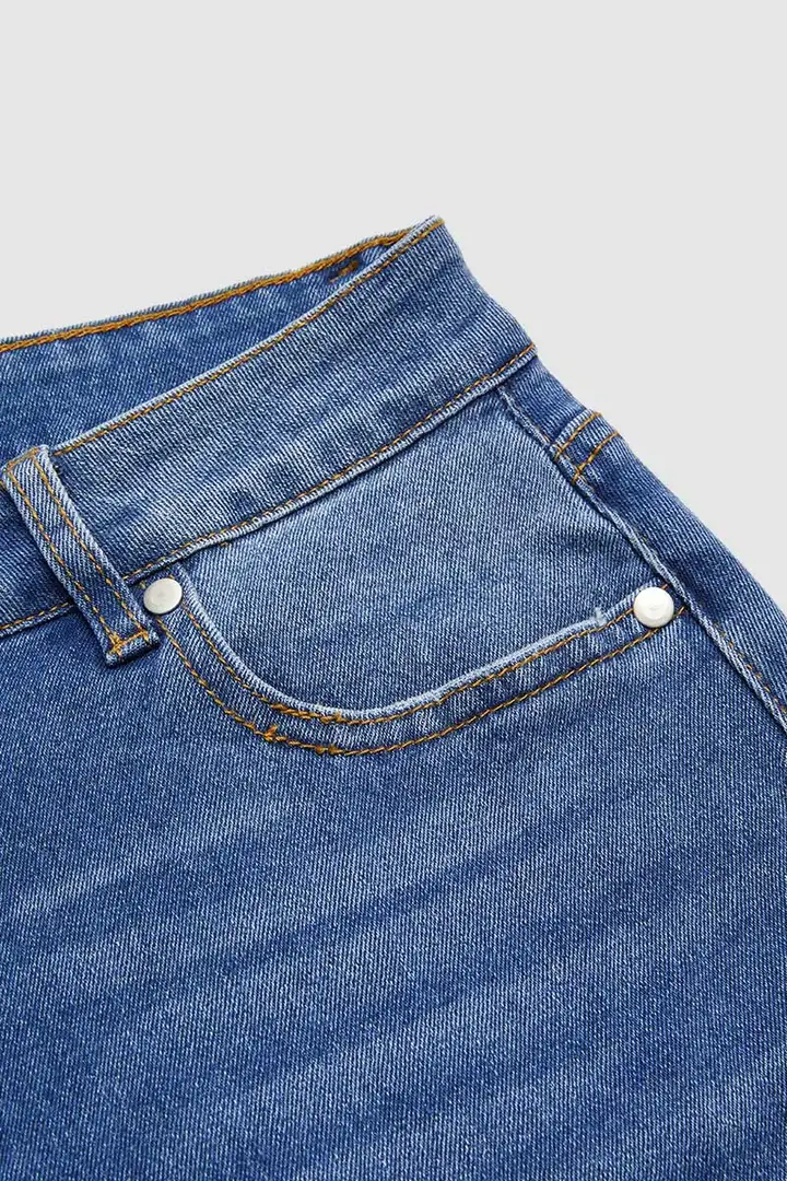 Cut Out Roll Hem Raw Hem Asymmetrical High Waist Straight Leg Jeans