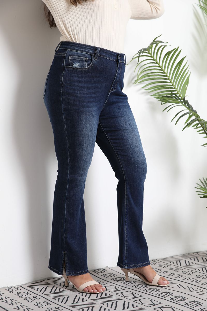 High-Waisted Stretch Flared Jeans