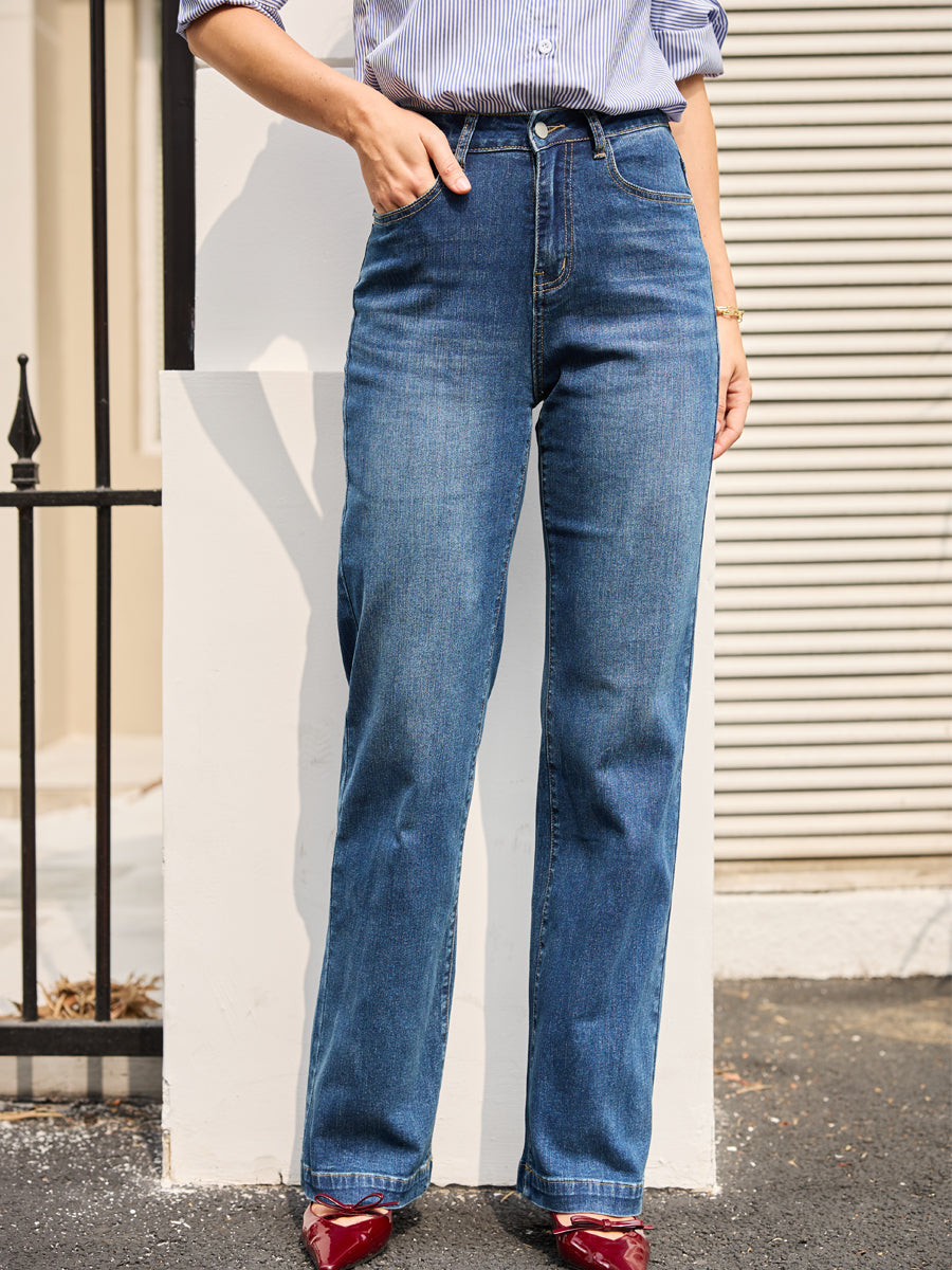 2025 Spring New Arrivals Women's High Waist Slim Fit Stretch Classic Flare Denim