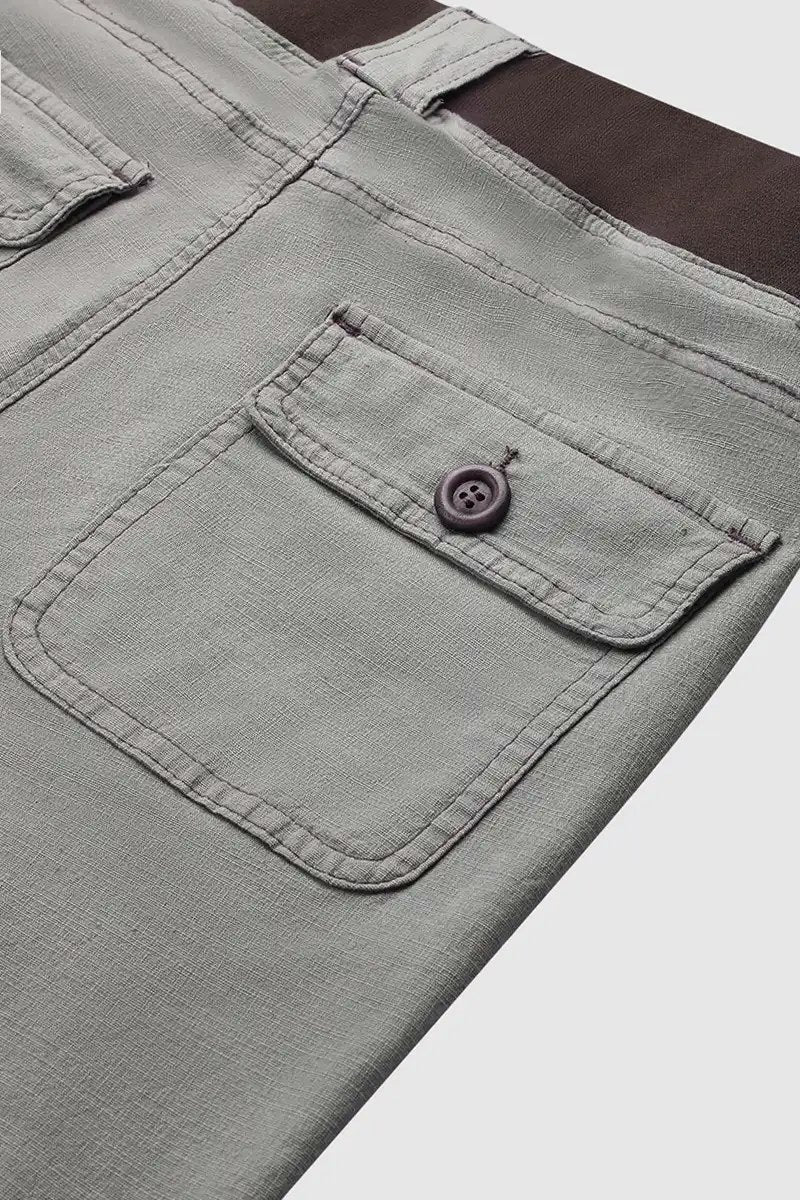 Button Detail Drawstring Low Rise Flare Pants