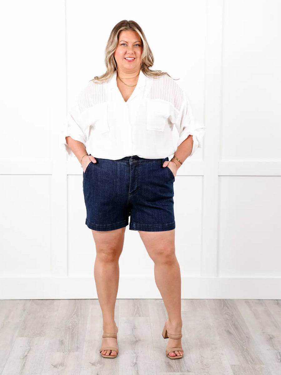 Dark Wash Trouser Shorts