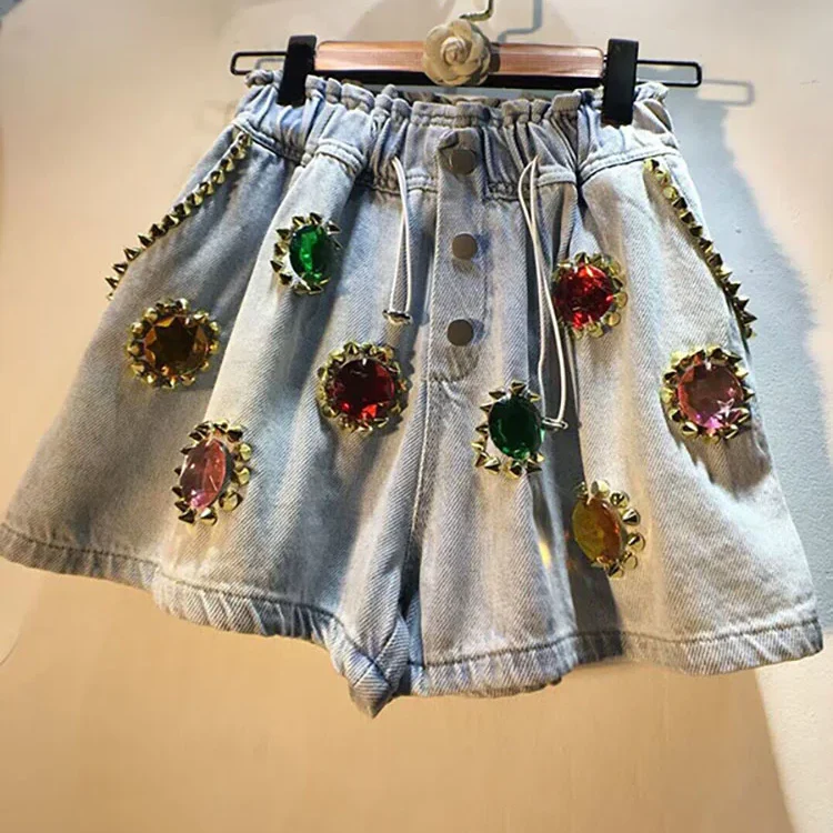 Bejeweled Denim Shorts