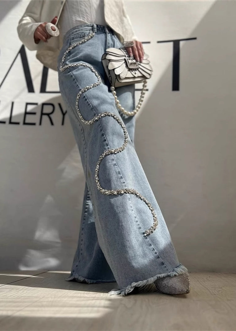 Lola Rhinestone Wide Leg Jeans