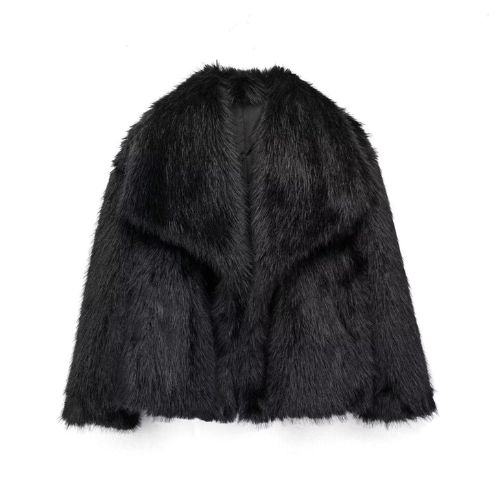 Vintage Cropped Faux Fur Jacket – Elegant Winter Style